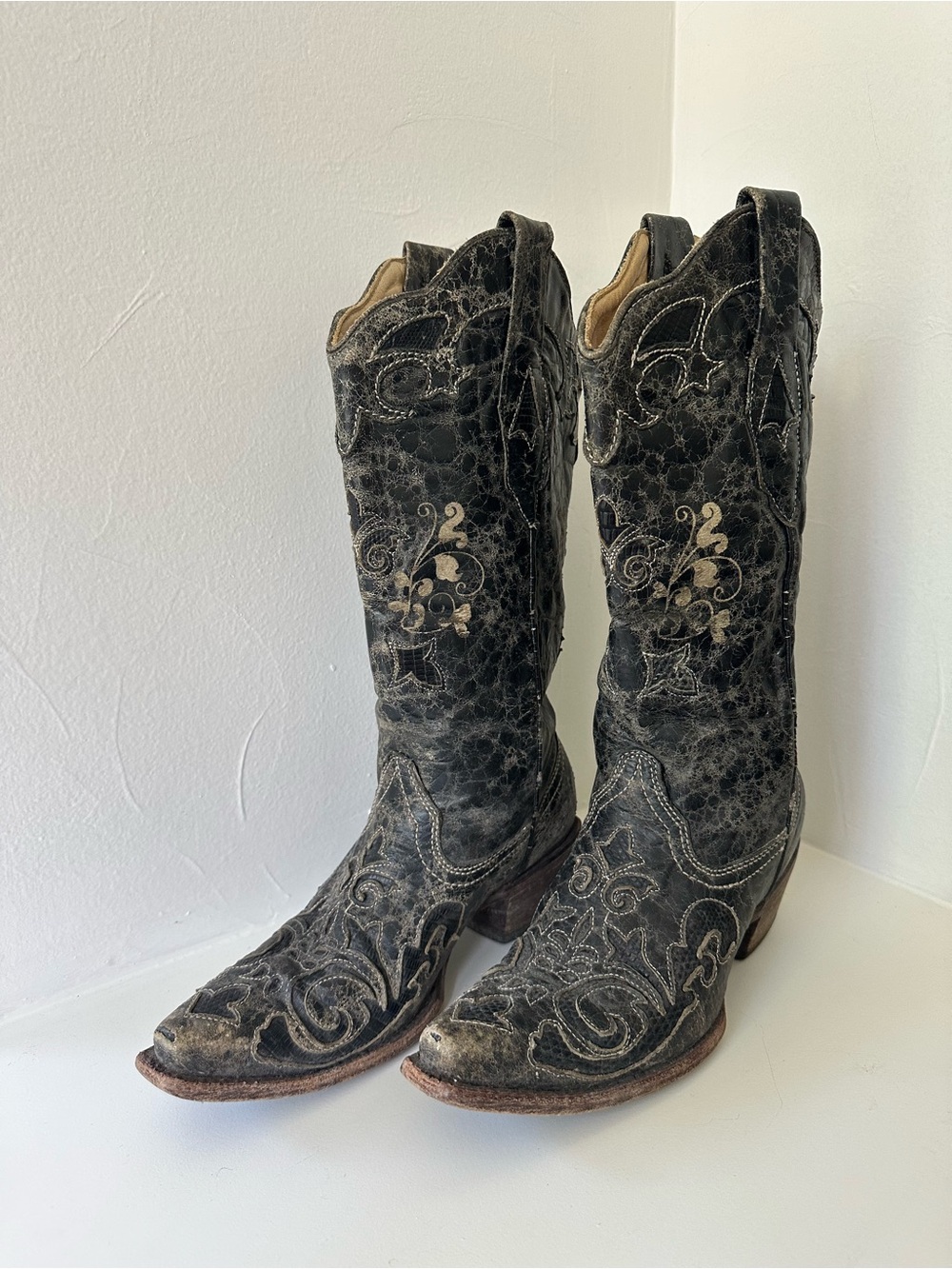 Black Overlay Cowboy Boots